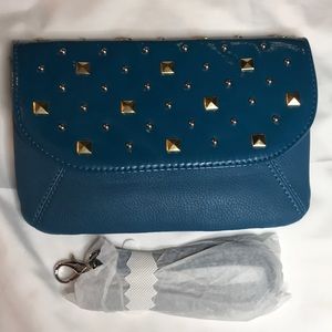GRACE ADELE FAITH Studded Clutch Detachable Strap